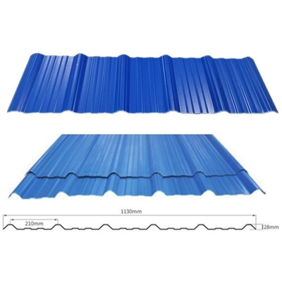 أسطوانات سقف عادية PVC صفيحة سقف بلاستيكية 1130mm صفيحة موجة ترابيزية UPVC صفيحة سقف بالأزرق مع المواد